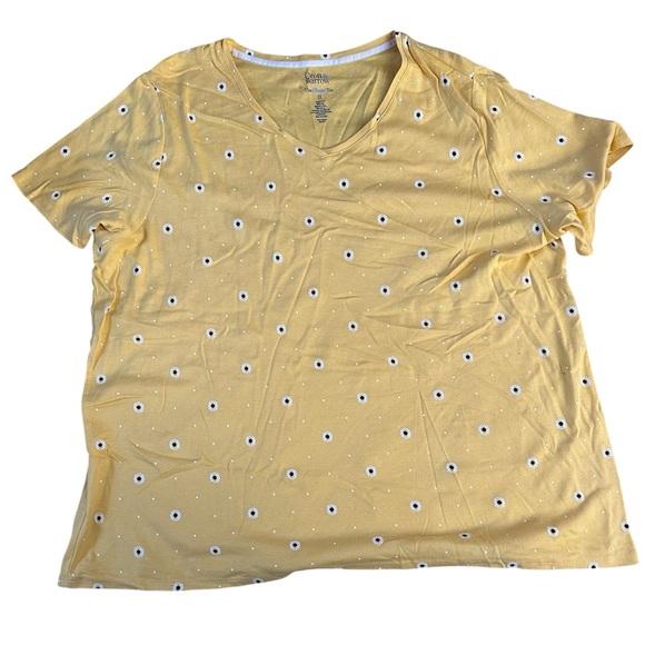 Croft & Barrow Yellow Floral Print Classic Tee Size 3X - Picture 1 of 4